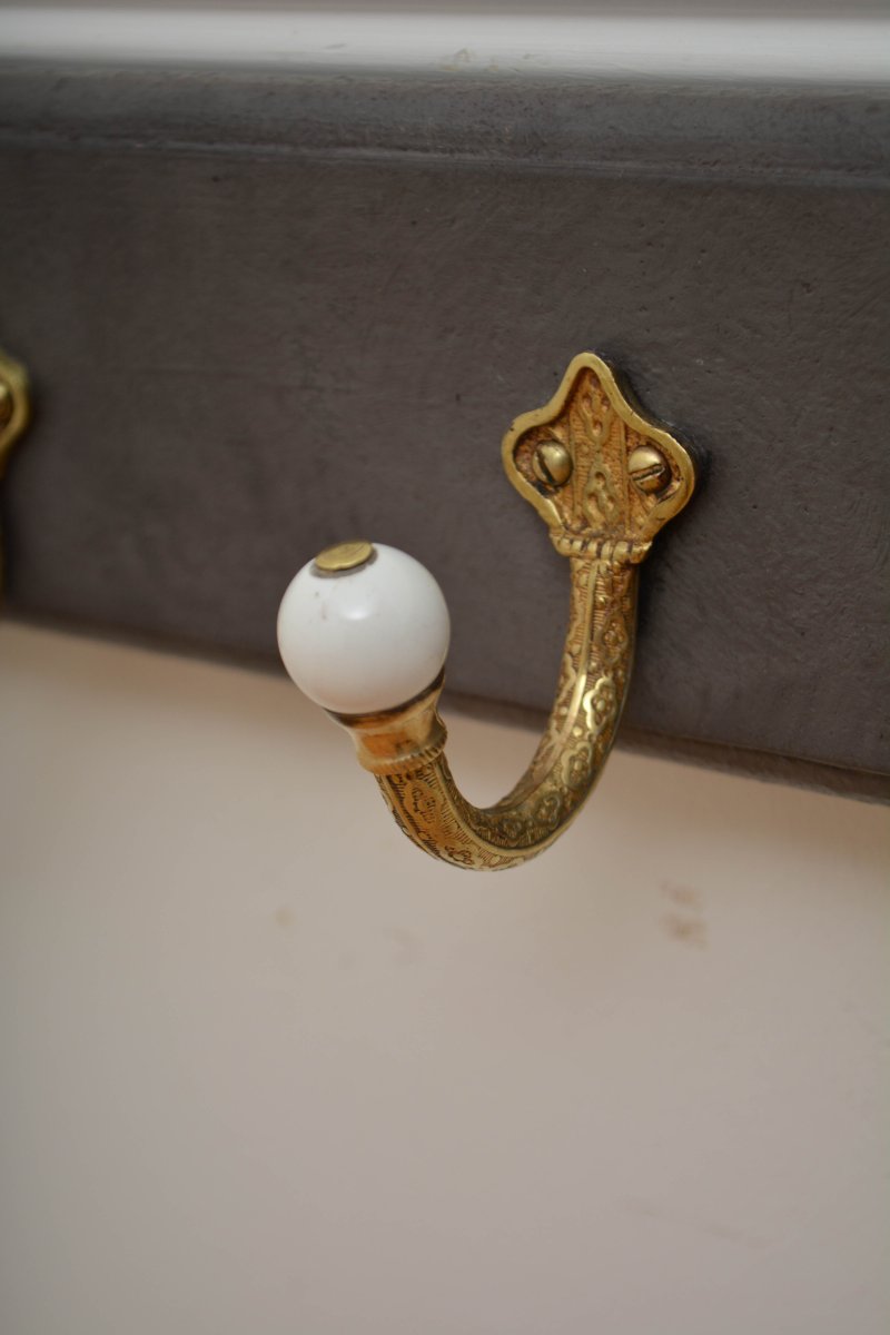 Victorian Brass Coat Hooks Coat Rack - Image 16